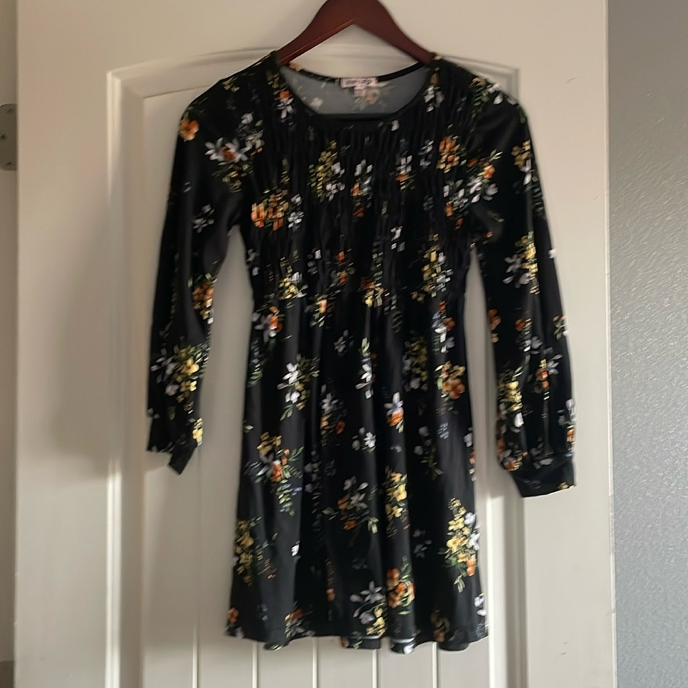 Chenault Black Floral girls dress